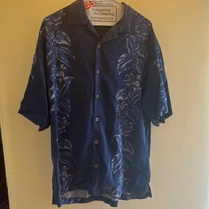 Tommy Bahama navy short-sleeve silk shirt